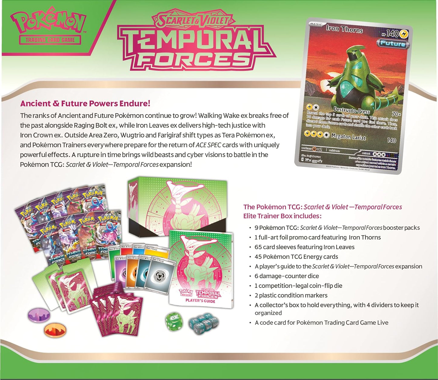 Pokemon TCG: Scarlet & Violet Temporal Forces Elite Trainer Box (Iron Leaves)